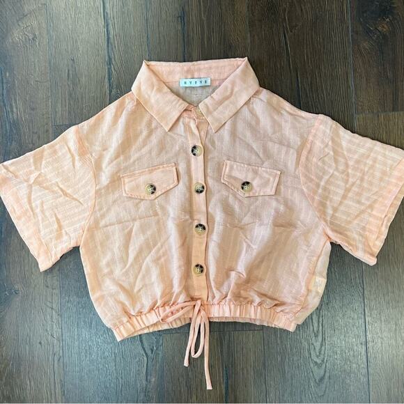 HYFVE orange button front crop top SZ LG - Picture 1 of 3